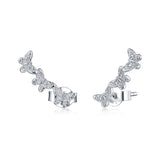 925 Sterling Silver Earrings - 1.4x0.5 cm - Platinum Plated for Women