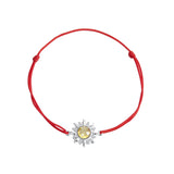 925 Sterling Silver Adjustable Length Bracelet with CZ and Glass Pendant for Women