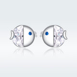 925 Sterling Silver Earrings with Pavé Setting CZ, Size 0.6*0.7cm, for Women