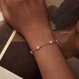925 Sterling Silver White Gold Plated Adjustable CZ Bracelet for Women