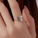 925 Sterling Silver Oxidized Silver Dog Ring for Women