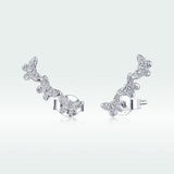 925 Sterling Silver Earrings - 1.4x0.5 cm - Platinum Plated for Women