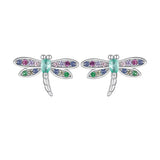 925 Sterling Silver Earrings with Pavé CZ and Transparent Glass
