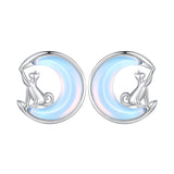 925 Sterling Silver Earrings with Transparent Glass, 13mm x 12mm for Women