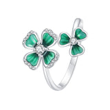 925 Sterling Silver Enamel Pavé CZ Ring for Women