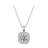 925 Sterling Silver Moissanite 1.4x1.0cm White Gold Plated Necklace 40+5cm for Women