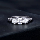 925 Sterling Silver Moissanite Pavé Setting Ring Size 6 for Women
