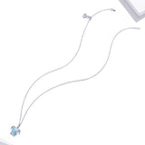 925 Sterling Silver Adjustable Necklace with Pavé CZ and Enamel, 44cm
