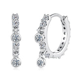 925 Sterling Silver White Gold Plated CZ Hoop Earrings for Women