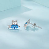 925 Sterling Silver 0.8cm White Gold Plated CZ Earrings for Women