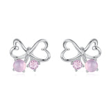 925 Sterling Silver Earrings with Pavé Setting CZ and Transparent Glass for Women