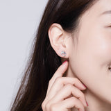 925 Sterling Silver Earrings with Oxidized Finish and Pavé Setting