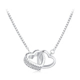 925 Sterling Silver Necklace with CZ in Pavé Setting, Length 400+50mm, Pendant 11*18mm, Unisex