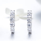 925 Sterling Silver Earrings with Pavé CZ in Platinum Plating, 1.6 x 0.3 cm for Women
