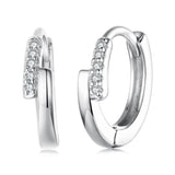 925 Sterling Silver Earrings with Pavé Setting CZ in White Gold for Women