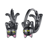 925 Sterling Silver Enamel Black Gold Earrings for Women
