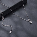 925 Sterling Silver Moissanite Necklace 40+5cm with White Gold Plating for Women