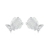 925 Sterling Silver White Gold Plated Resin Earrings 8x10mm for Women