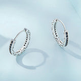 925 Sterling Silver Oxidized Pavé CZ Earrings