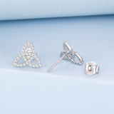 925 Sterling Silver White Gold Plated Pavé CZ Earrings