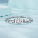 925 Sterling Silver and Platinum Plated 17.0 cm Pavé Setting CZ Bracelet for Women