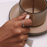 925 Sterling Silver Ring with Pavé Setting CZ - Size 6.0 - Oxidized Silver