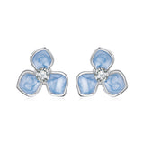 925 Sterling Silver Enamel White Gold Plated CZ Earrings