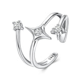 925 Sterling Silver Oxidized CZ Ring with Pavé Setting for Women