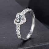 925 Sterling Silver Moissanite 0.5ct Heart Ring for Women Size 6