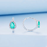 925 Sterling Silver Earrings with Pavé Setting and Transparent Glass
