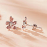 925 Sterling Silver White Gold Plated Enamel Earrings 0.9*1.0cm for Women