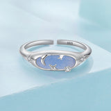925 Sterling Silver & White Gold Luminous Stone Ring for Women