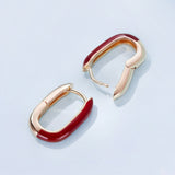 925 Sterling Silver Plated Rose Gold Enamel Earrings for Women