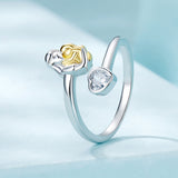 925 Sterling Silver White Gold Plated Ring with CZ - 3mm