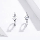 925 Sterling Silver Earrings with Pavé Setting CZ - 1cm for Women