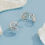 925 Sterling Silver White Gold Plated Enamel Earrings for Women 11x11mm