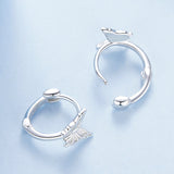 925 Sterling Silver Earrings with White Gold Plating, 1.1x0.7 cm, for Women