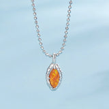 925 Sterling Silver Necklace with Synthetic Opal Pendant, 45cm, Plated White Gold for Women