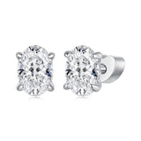 925 Sterling Silver Earrings with Pavé Setting CZ, 0.7*0.5cm, for Women