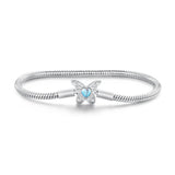 925 Sterling Silver Moonstone Bracelet 17.0 cm Pavé Setting for Women