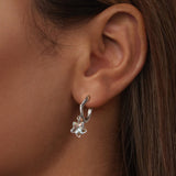 925 Sterling Silver Earrings with Transparent Glass and White Gold Plating for Women