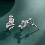 925 Sterling Silver Earrings with White Gold Plating and CZ