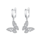 925 Sterling Silver Earrings with Pavé Setting CZ, 37x19mm for Women