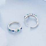 925 Sterling Silver Earrings with Pavé Setting CZ in White Gold for Women
