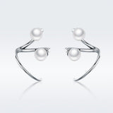 925 Sterling Silver Oxidized Earrings with Shell Pearl for Women