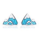S925 Sterling Silver Earrings 0.7*0.9cm with Plated Platinum and Enamel