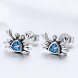 925 Sterling Silver Oxidized CZ Earrings 0.7cm x 1cm for Women