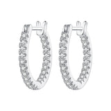 925 Sterling Silver Earrings with Pave Setting CZ in White Gold for Women