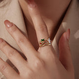 925 Sterling Silver Enamel Pavé Setting CZ Gold Plated Ring for Women