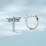 925 Sterling Silver Earrings with Pavé Setting CZ, Oxidized Finish, 1.3cm for Women